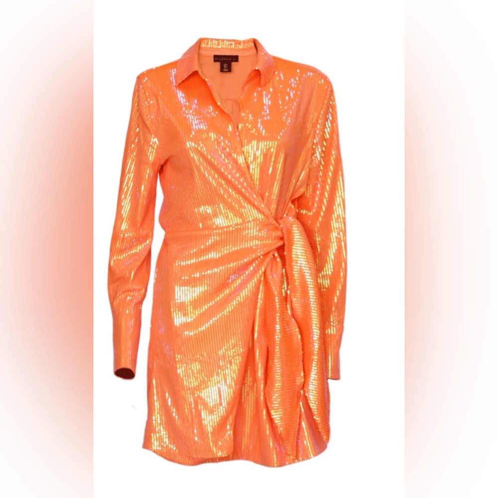 House of Harlow 1960 Sequined Dress Size Small Orange NWT Cocktail Dress